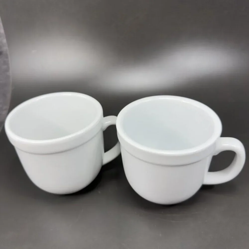 Pottery Barn White Porcelain‎ Ceramic Coffee Mug Cup Set 2 SUPPERTIME Mugs Cups